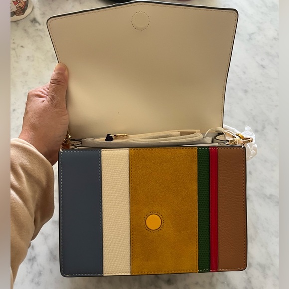 NWT Tory Burch ROBINSON BALLOON STRIPE convertible shoulder bag - Picture 4 of 10